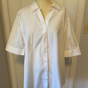 NWOT Talbots White Short-sleeved Cotton Shirt